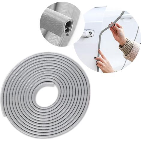 (Gray, 5 meters) Rubber seals for automobiles, aluminum door edge protectors, general automotive exterior accessories (1/5)