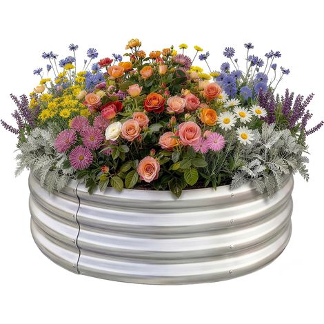 Kit de jardinière surélevée en tôle galvanisée, Plate-Bande en métal de Forme Ronde, pour légumes et Autres, Usage extérieur, Grande Taille (1/5)