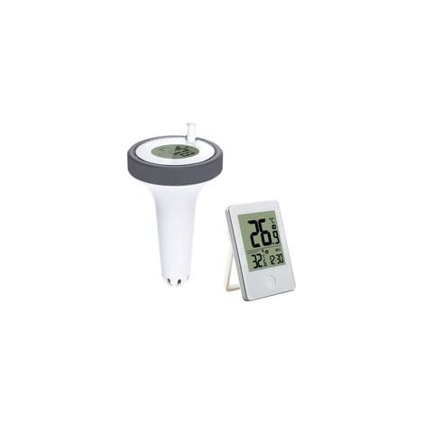 Termómetro de piscina eléctrica sin hilo – Índice de estanqueidad IPX7 – Plage de -40℃ a +70℃ – Pantalla LCD con registro MAX/MIN