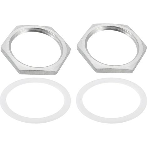 2 pièces Écrou hexagonal pour raccord de tuyauterie moulé avec rondelle en acier inoxydable 304 écrou hexagonal femelle NPT 1-1/2" fileté, DE 2,17" (1/5)