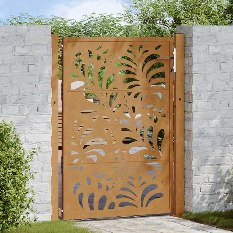 Puerta de jardín 105x130 cm de acero corten con diseño ondulado vidaXL