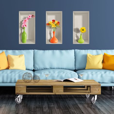 Stickers 3D fleurs de printemps colorées 60 x 90 cm (1/4)