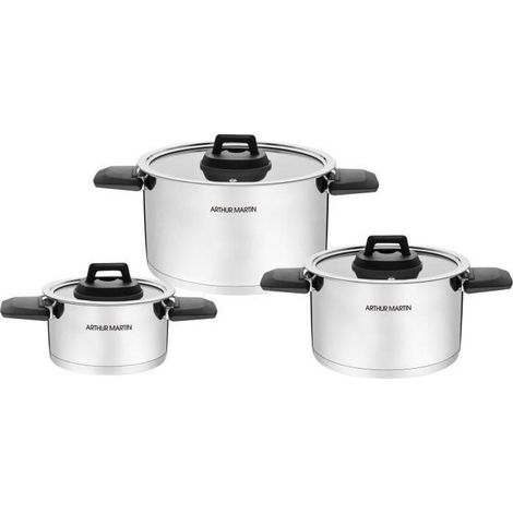 Set aus 3 Töpfen mit klappbaren Griffen Arthur Martin - AM6321