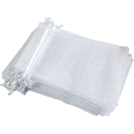 Sachets en organza - 100 pièces - 10x15 cm - Wit - Sachets cadeaux en tissu organza - Sachets à distribuer - Fabrication de sachets parfumés (1/3)