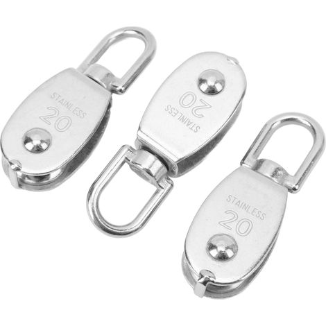 Poulie simple en acier inoxydable 3PCS, rotation à 360°, M20, pour câble de suspension et remorquage de grue (1/5)
