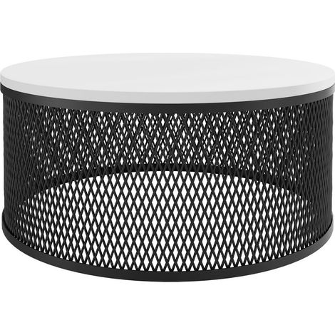 Mesa de centro Oswego 127, Blanco, 28x0x0cm, Diámetro: 58, Aglomerado laminado, Redonda