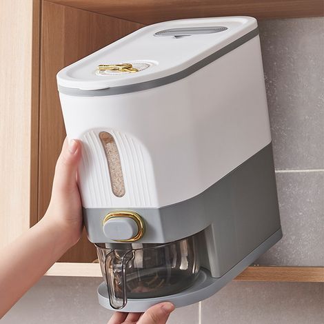 Seau à riz ménager à fente, étanche, à l'épreuve des insectes et de l'humidité, seau de stockage de céréales, boîte de rangement de riz de cuisine à bouton-poussoir, petite taille. (1/5)