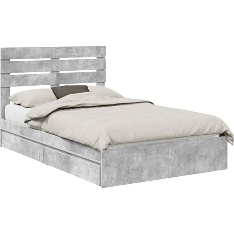 Maison Exclusive - Letto con Contenitore con testiera Grigio cemento 135 x 190 cm