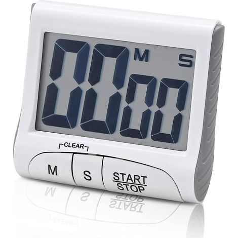 minuterie Numrique (blanche, Piles Non Incluses), Compte Rebours Grand Cran, Minuterie De Cuisine Multifonction Avec Affichage Lcd Fort, Petit Ch (1/5)