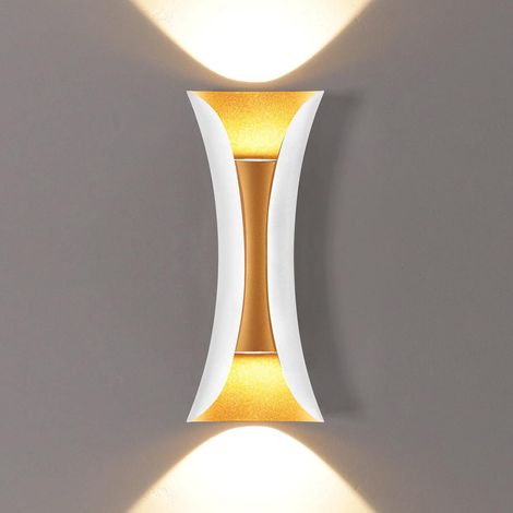 GROOFOO Applique murale LED moderne et créative 20W, étanche IP65, en aluminium, blanc et or, pour intérieur et extérieur. (1/5)