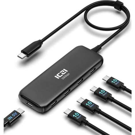 Adaptateur USB C,10 Gbit/s,Adaptateur Multiport USB C Alimenté Compatible avec MacBook(Impossible Couleur:USB C vers USB C Aliment (1/5)