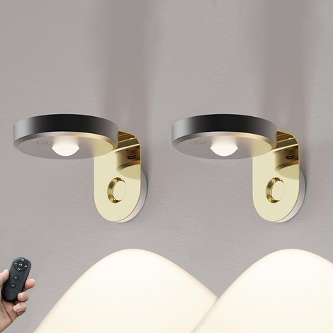 2-teilige wiederaufladbare LED-Bilderleuchte – Kabellose Wandleuchte mit Fernbedienung – 360° drehbar – Präsentationsstrahler – Silber/Grau – 2-teilig (1/5)