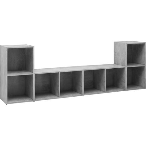 Mobile TV multimediale Mensola TV Credenza TV Sala da pranzo Soggiorno Camera da letto 4 pezzi 72 x 35 x 365 cm Legno ingegnerizzato grigio 020028715