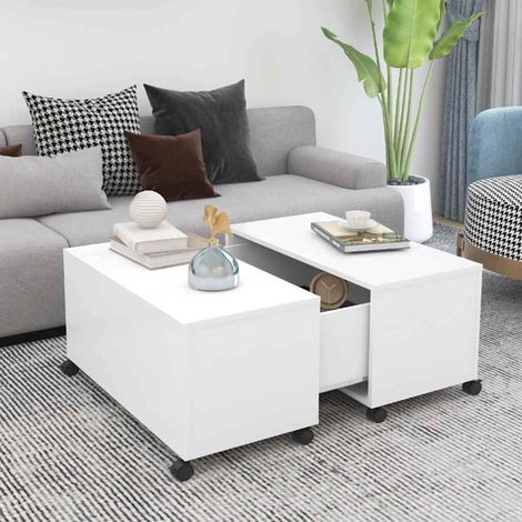 vidaXL Table basse blanc 75x75x38 cm bois d'ingénierie (1/5)