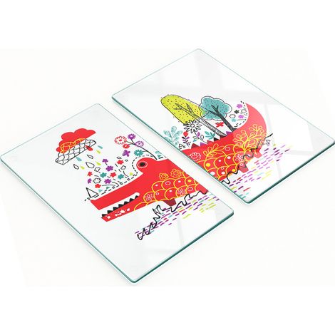 Tableros de vidrio duraderos y elegantes con un colorido estampado de cocodrilo, 2x30x52 cm.