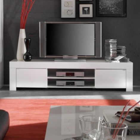 Meuble TV design laqué blanc 190cm APHODITE (1/5)