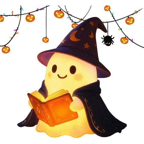 Générique Veilleuse Halloween Figurine Design Livre Lecture Lanterne Fantôme D'Halloween Pour Maison Salon Chambre Cuisine Cheminée Manteau (1/5)