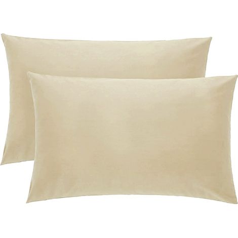 KLULK Coppia Federe Sabbia 100% Cotone, 52 X 82 Cm, Set Di 2 Cuscino Letto, Chiusura A Busta, Tinta Unita, Made In Italy (1/5)