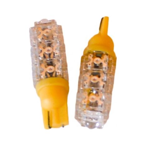 Coppia 2 Lampade Led T10 Con 13 Led F5 Flux Colore Giallo Yellow 12V 2W