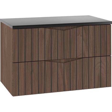 Meuble sous-vasque 80cm plan de toilette Siena bois et noir (1/5)