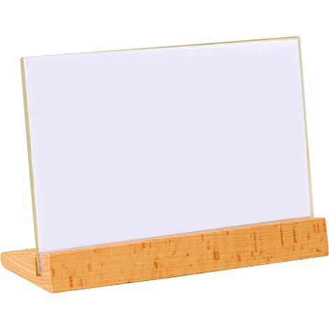 Panneau de table en acrylique type T, support en bois de hêtre, carte de présentation de bureau, carte repas, carte de prix, format A4, bois massif (1/5)