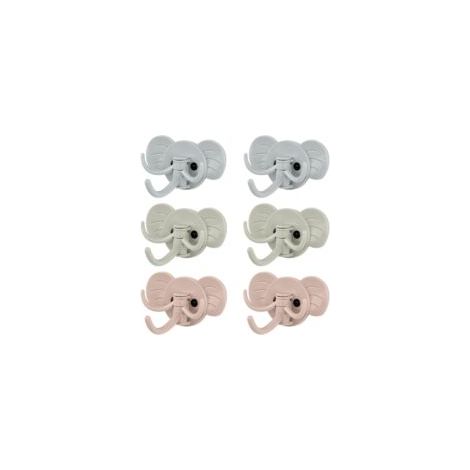 Set di 6 ganci adesivi da parete, ganci creativi 3 in 1 a forma di animali, ganci appendiabiti a forma di elefante, ganci decorativi girevoli - Crezuo (1/4)