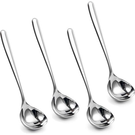 Ensemble de 4 louches en acier inoxydable SUS304 de 20,5cm, lavables au lave-vaisselle. Idéal pour les restaurants, la cuisine et les fêtes (1/5)