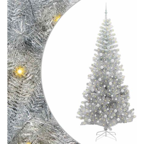 Christmas Tree with 300 LEDs with Stand Silver 240 cm PET vidaXL (1/5)