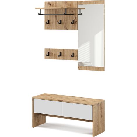 Armadio da ingresso Selena, Bianco/Artisan, 90 x 40 cm 4 parti, Vicco (1/5)