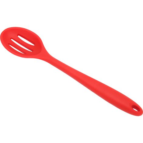 Lot de 3 cuillères de cuisine en silicone, faciles à nettoyer, résistantes aux rayures et peu encombrantes, pour salade, rouges. (1/5)