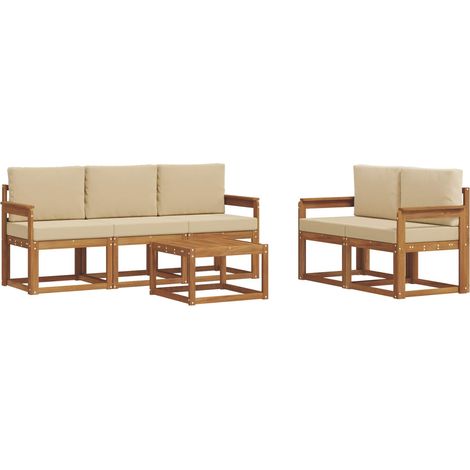 Ensemble de canapés d'extérieur 6 pcs Salon de jardin Naturel et Beige (1/5)