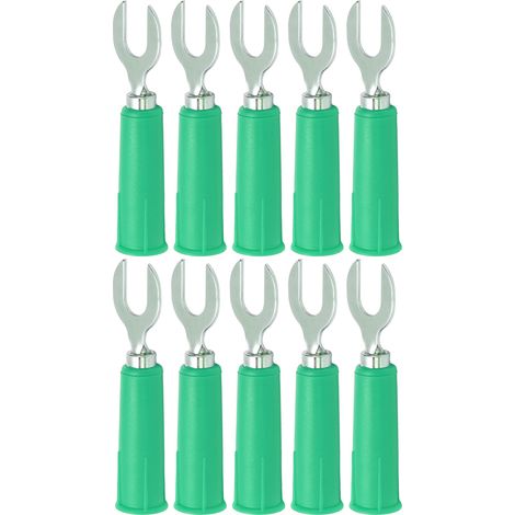 10 Stück J.20019 6 mm U-förmiger Einsatzstecker, hochdruckbeständig, Y-Typ Bananenstecker für elektronische Industriegeräte, Grün (1/5)