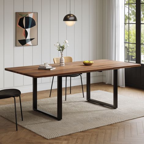 Mesa de comedor extensible de 140 a 220 cm, MDF y patas de metal, para 6 a 10 comensales, diseño moderno CHICFURN para cocina, salón y comidas familiares (1/5)