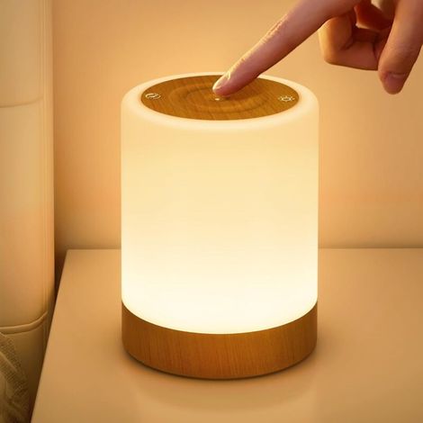 Lampe de chevet tactile, lampe de table sans fil rechargeable dimmable avec 3 modes, lampe de nuit adulte chaude avec minuterie, pour chambre à coucher, salon, camping (1/4)