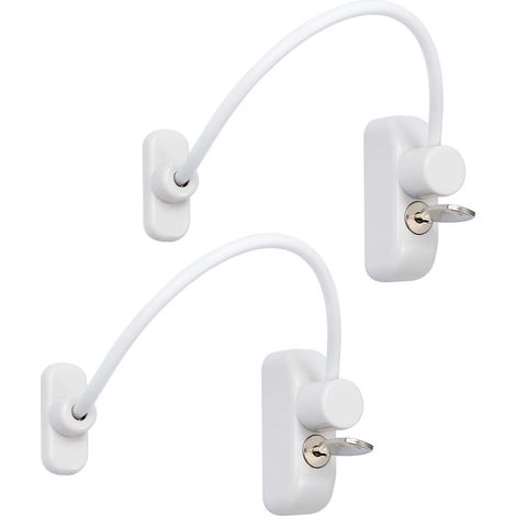 Verrou de sécurité pour fenêtre, modèle coulissant, lot de 2 unités, en acier inoxydable, avec clé, protection enfant.-AquaForge (1/5)