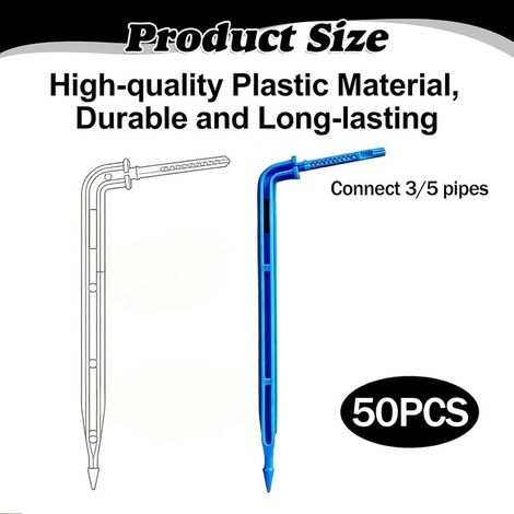 Tropfbewässerung, 3/5-mm-Tropfer, 10-cm-Emitter für Gartenbewässerungssysteme, 50 Stück (1/4)