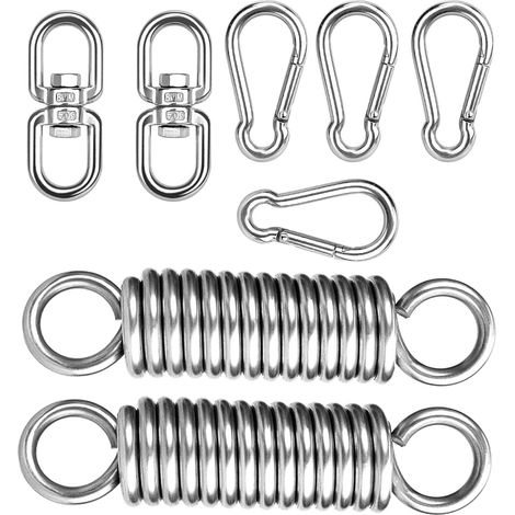 Lot de 2 ressorts pivotants pour fauteuil suspendu avec anneau rotatif à 360° et mousqueton Charge max. 230 kg pour chaise suspendue, hamac, sac de frappe Support Yoga Sacs de frappe (1/5)