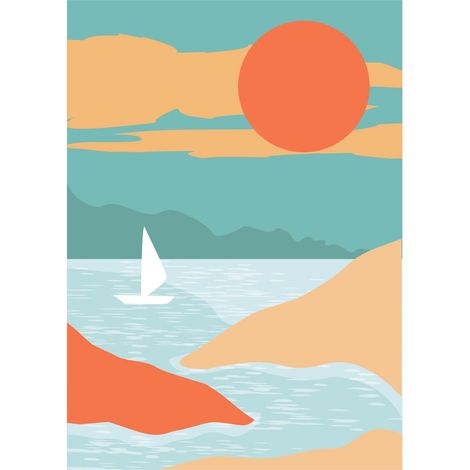 Tableau sur toile illustration soleil 45x65 cm - Impression sur Toile Murale Décorative - Image imprimée en HD sur Toile - Toile sur Châssis en Bois FSC - Fabriqué en France (1/5)