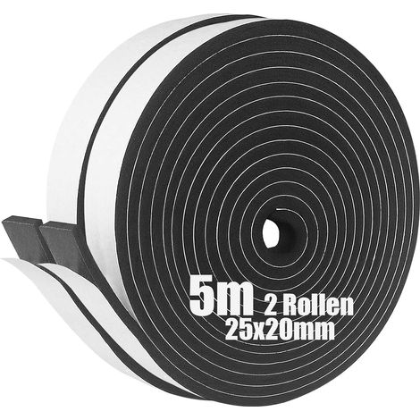 Lot de 2 Bandes d'étanchéité, Mousse CR, Auto-adhésive, Isolation Phonique, Pour Joints de Porte (1/5)