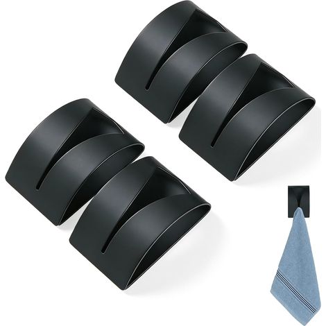 Accroches Torchon et Porte-Serviette Sans Perçage – 4 Pièces Patère Autocollante Acier Inoxydable Support Adhésif Salle de Bain (1/5)