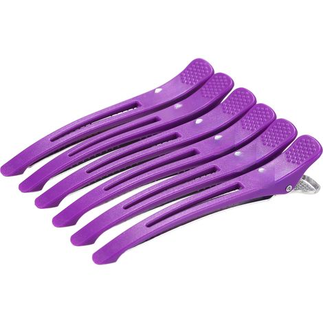 Juego de 6 pinzas para el cabello, ideales para peinar, seccionar y cortar el cabello. Kit de pinzas de plástico para peluquerías. (1/5)