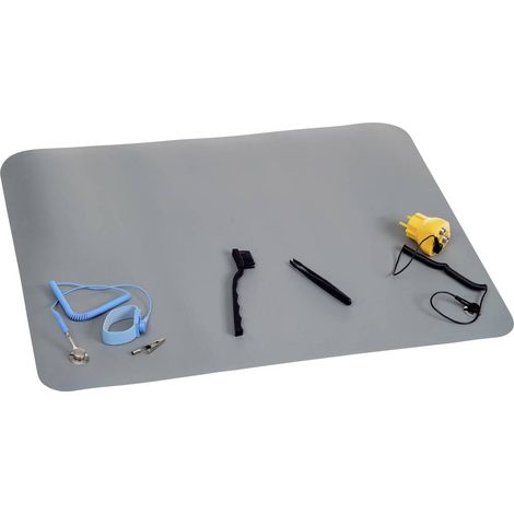 Quadrios Kit tappetini ESD da tavolo Grigio (L x L) 650 mm x 500 mm (1/5)