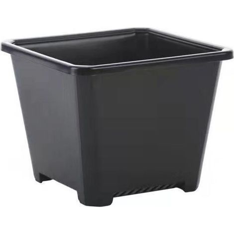 Pot de fleurs noir, lot de 2, 10 pièces, contenant carré en plastique noir (1/5)