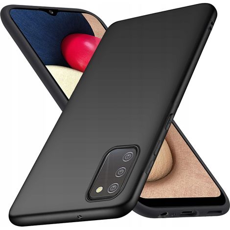 Étui pour Samsung Galaxy A02S en silicone noir mat, dos souple et verre (1/5)