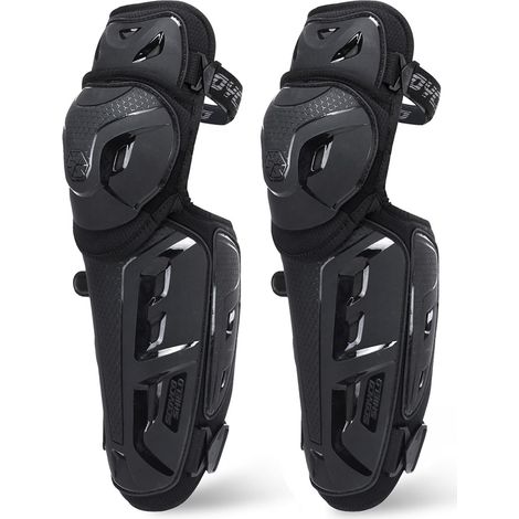 2 Pièces Moto Genouillères Protège-Tibias Kit de Course Motocross Ajustable 2 en 1 Motocyclette Protège Genou Protection Armure pour Homme Faire de la Moto du Patin à roulettes Noir-2 Pcs (1/5)
