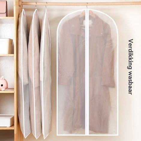 Housse à vêtements transparente et anti-poussière - Sac de rangement 60 x 140 cm avec fermeture éclair - Lot de 5 housses de protection - Trou de suspension - Housse à vêtements transparente, respiran (1/5)