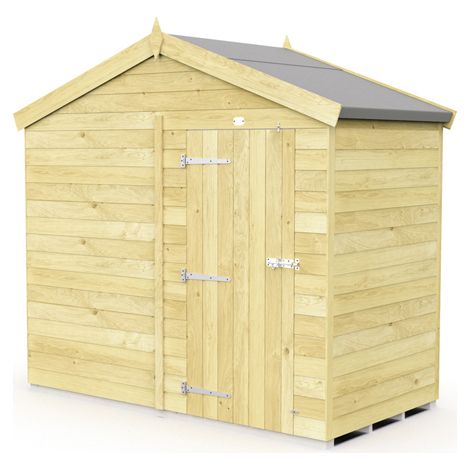 8 x 4 Feet Apex Shed - Single Door Without Windows - Wood - L127 x W231 x H217 cm