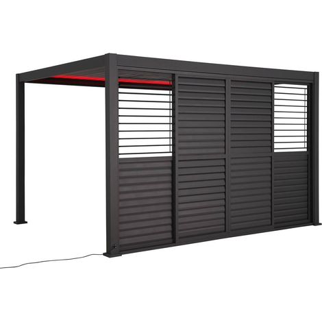Persienne coulissante pour pergola bioclimatique Evora 3,4 x 2,3m Graphite - Hespéride