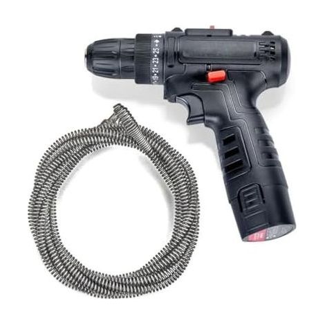 Furet Déboucheur Canalisation Sans fil, Arbre Flexible de 5m Tarière Vidange pour Canalisations Diamètre 35 à 100mm Spirale Nettoyage Tuyaux avec Chargeur et Batterie - (1/5)