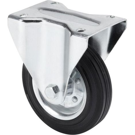 RUEDAS ALEX rueda fija  125-100-2 metalico-goma negra eje rodillos (1/2)
